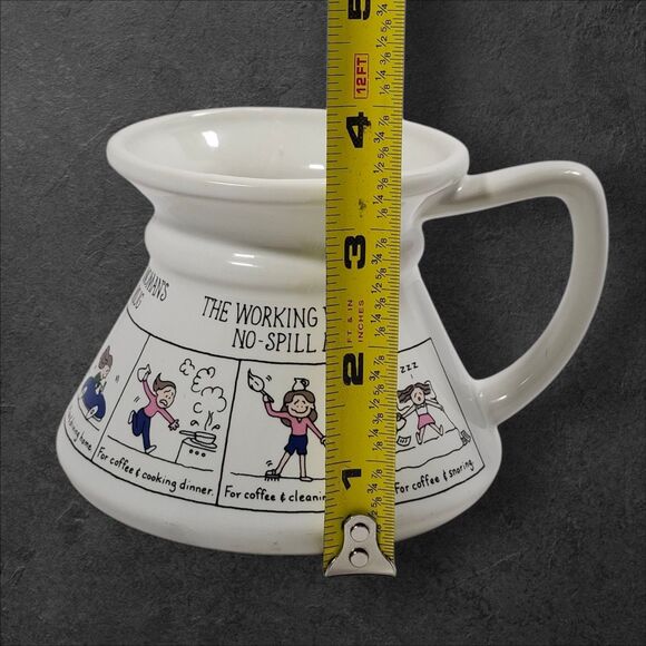 Vintage Working Woman’s No-Spill Mug RPP Inc Funny Coffee Cup 1980s Humor Travel - Picture 9 of 9